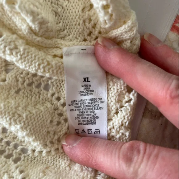 Aeropostale Tank Top XL Crochet Button-Front Crop Ivory Boho Hippie Prairie - Picture 6 of 6